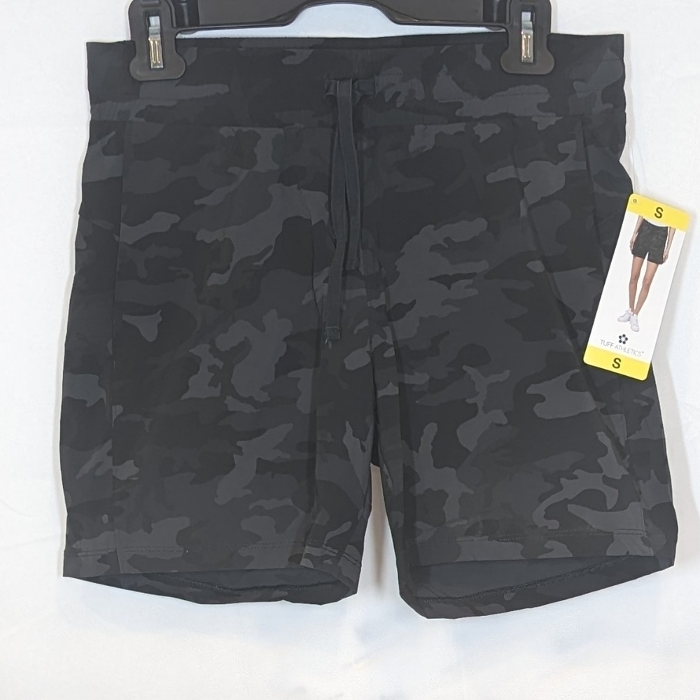 Tuff Athletics Women's Black Camo Quick Dry Active Shorts, size S NWT - Picture 4 of 7
